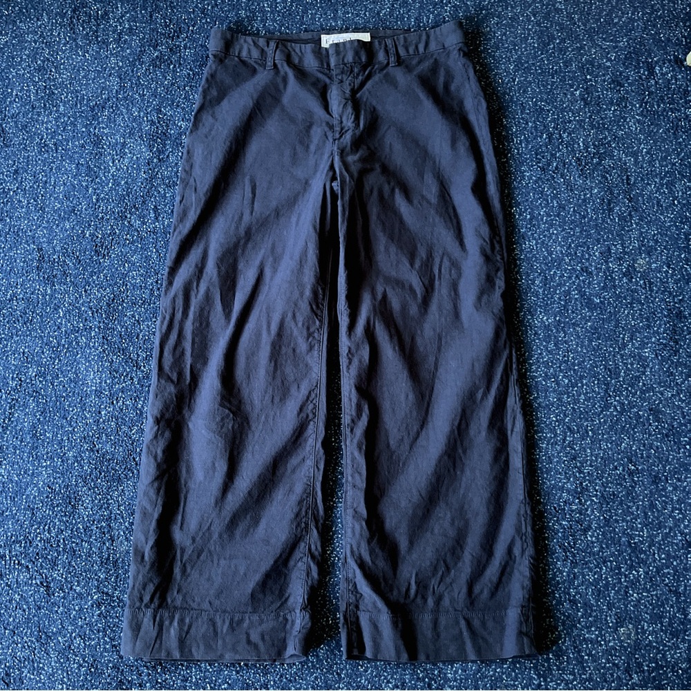 Frank & Eileen Wexford Wide Leg Linen Pants Women’s 10 High Rise Navy
